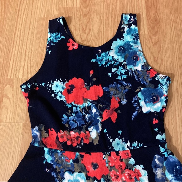 Eclipse navy blue dress with floral pattern - Picture 3 of 5